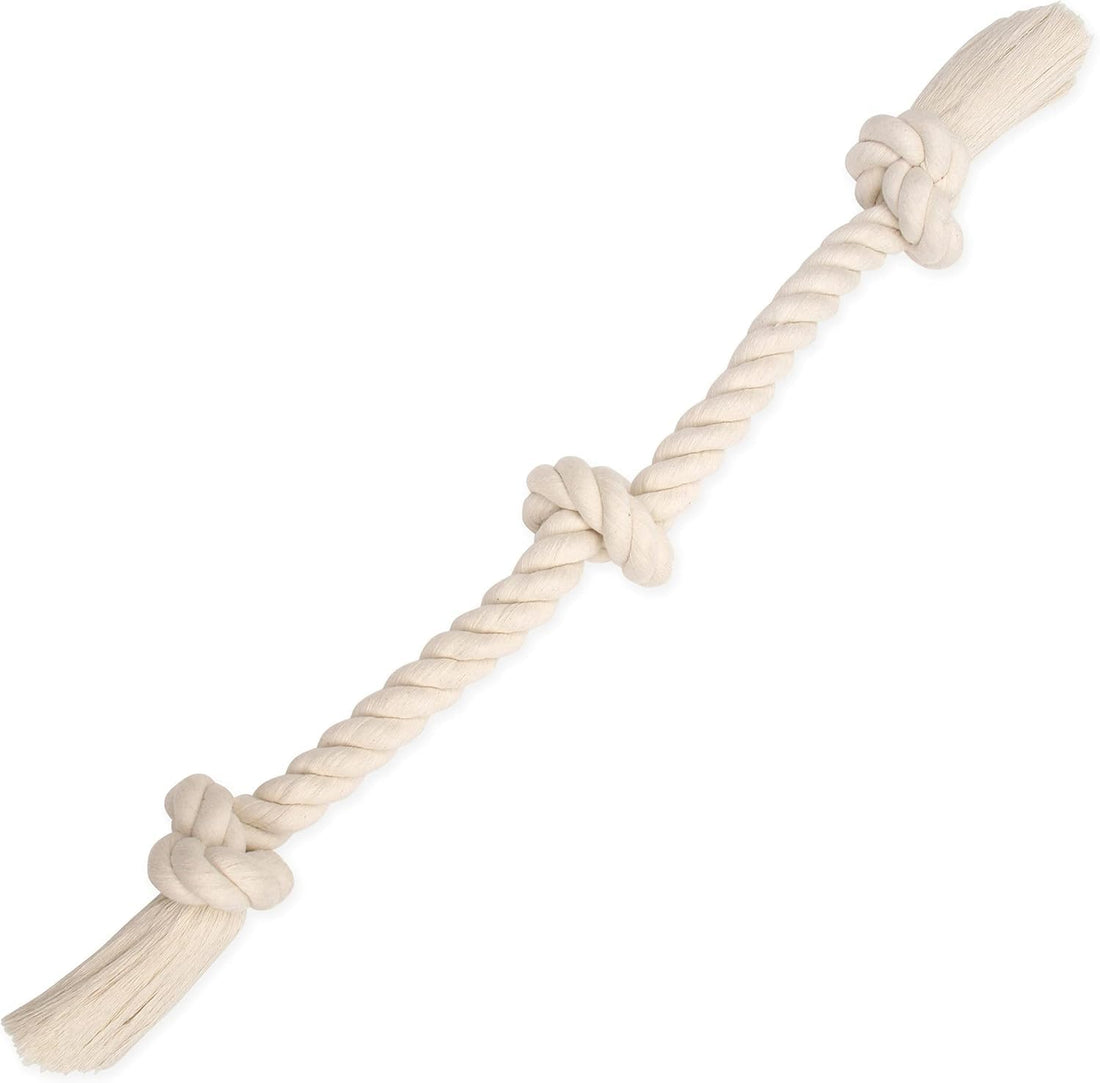 Mammoth Pet Products Flossy Chews 100 Percent Natural Cotton Rope Dog Toys - Premium White Knot Dog Rope Toy - Interactive Dog Tug Toy - Tug Dog Chew Toy for Medium to Large Dogs - Large 25"