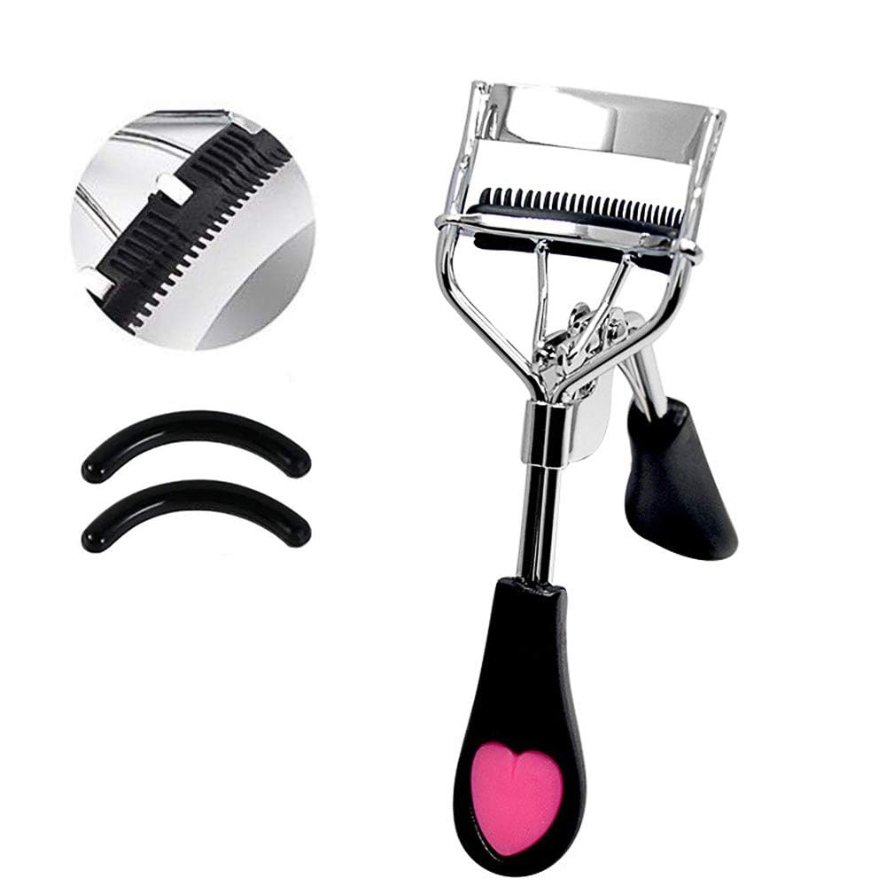 yelash Curlers with Comb Built in Eye Lash Curler with Brush Mini Small Best Lash Tool Portable Compact Makeup Lash Separator with 2 Extra Silicone Replacement Pads