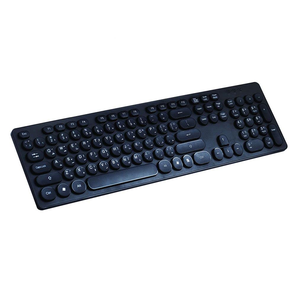 L'AVVENTO KB206 | 2.4G Wireless Keyboard | US + Arabic Layout | Black | Comfortable Typing
