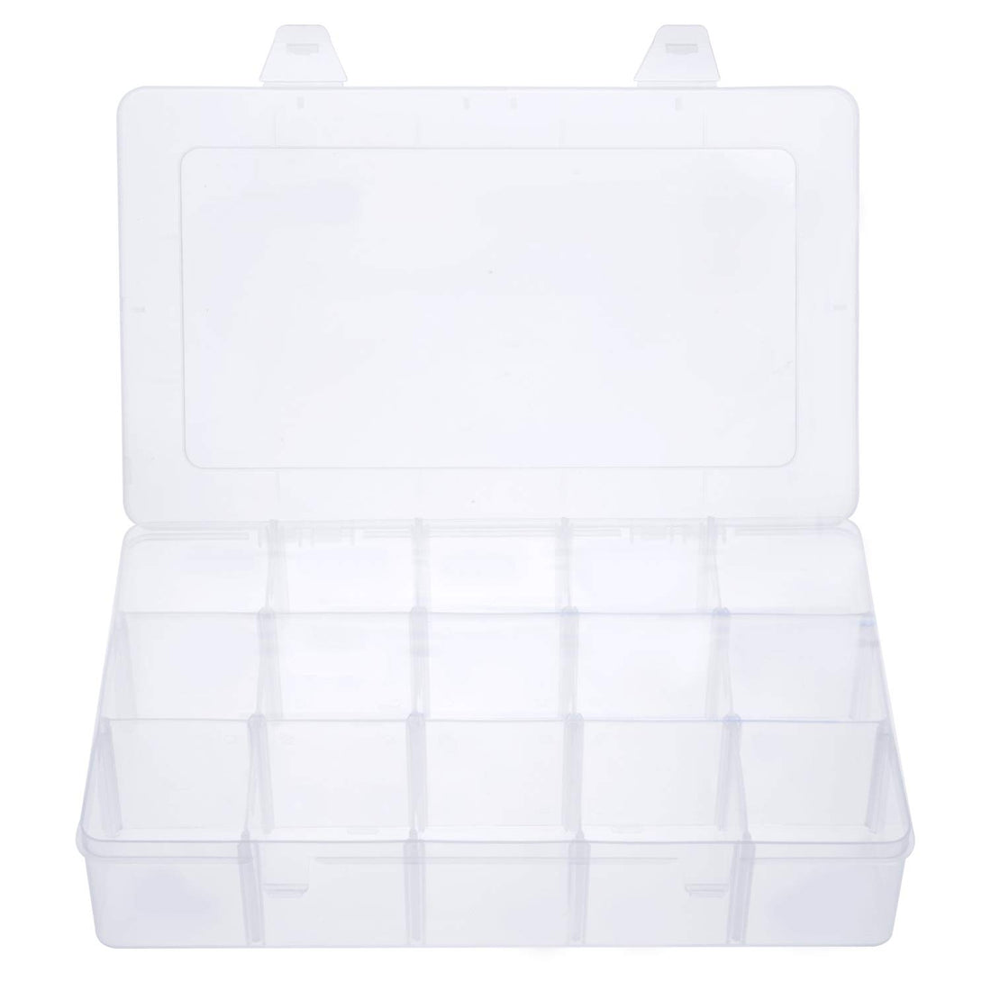 Gospire 15 Large Grids Clear Plastic Jewelry Box Organizer Storage Container with Removable Dividers (15 Grids - Clear)
