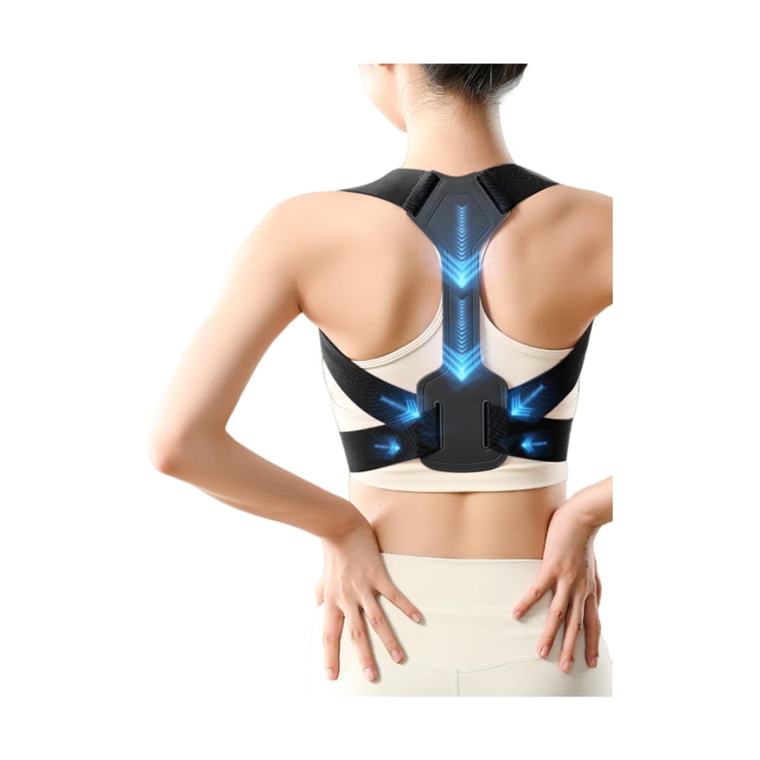 Posture Corrector for Men & Women - Adjustable Shoulder Posture Brace - Adjustable Upper Back Brace - Invisible Thoracic Back Brace for Hunching (Black, Small)