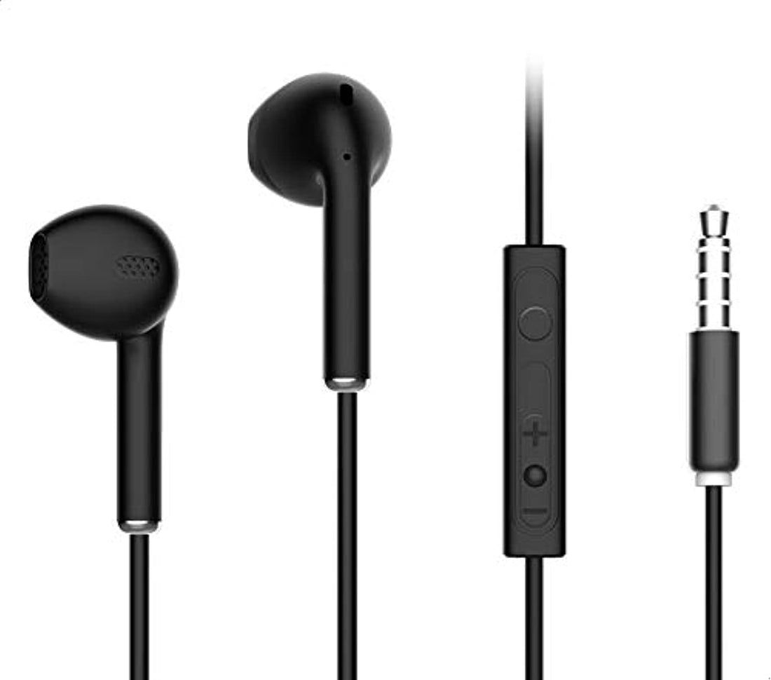 MediaTech Wired Earphone, Stereo Sound, Microphone,Comfortable Wearing Design, Practical For Mobile Phones, 1.2 Meter - Black, MT-33,(1 Year Warranty)