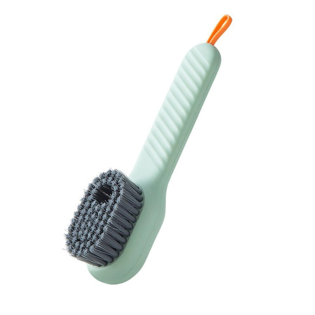 Tazweeq Multifunctional Household Shoe Brush, Liquid Adding Plastic Cleaning Brush with Handle and Soft Bristles, Press Type Shoe Brush for Shoes, Clothing, Green, 1Pcs