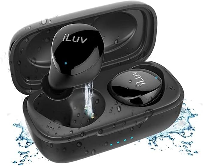 Bubble Gum True Wireless Earbuds water proof Earbuds 20 Hour Playtime, Includes Charging Case-black