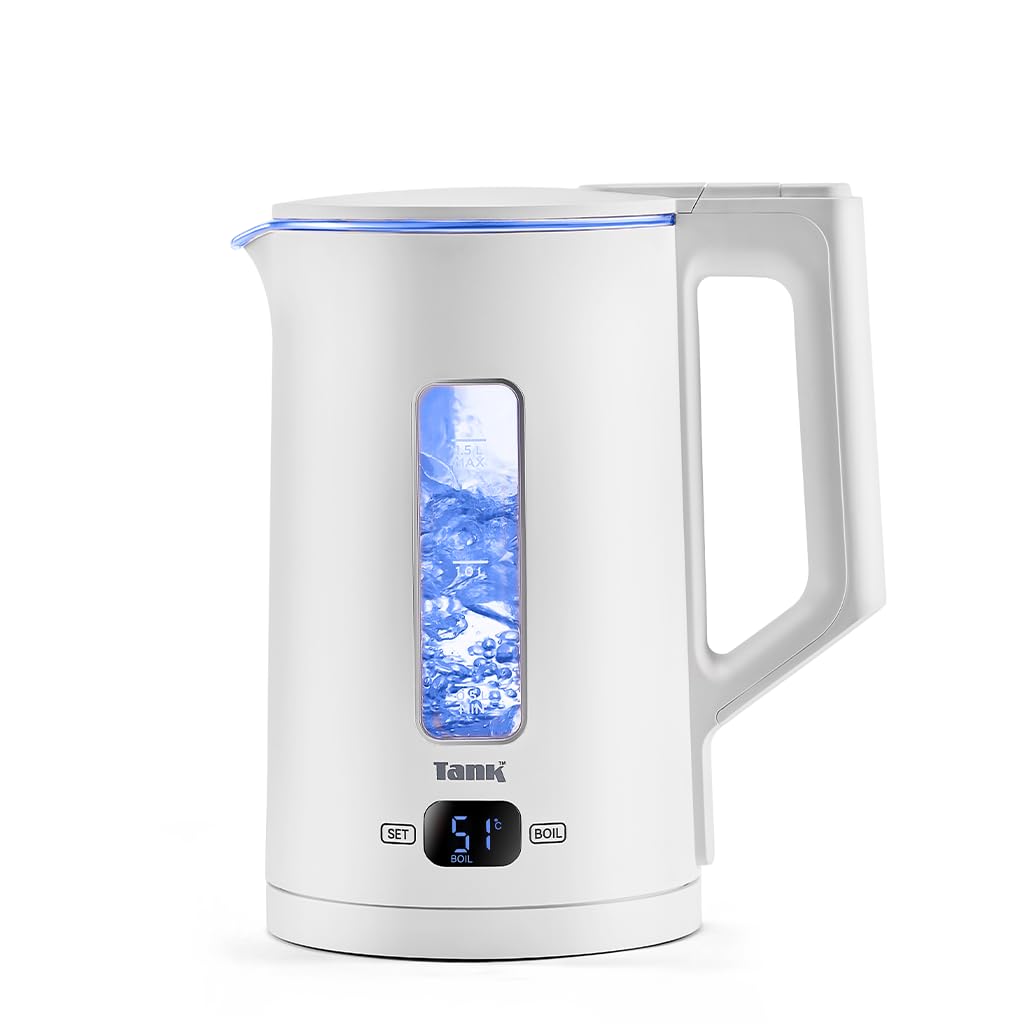 Tank Safe Touch Glass Digital Kettle, 1.5L Capacity, 1500 Watts, Silver Frame, DG-2338-ESS - 2 Year Warranty
