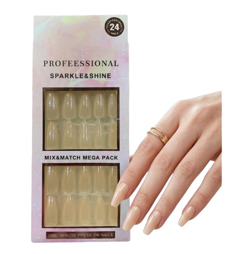PRESS ON NAILS- 24 pcs Medium Long -METALIC COLOR -False Nails, Perfect For Parties, Comes With 1 SHEET DOUBLE FACE- N3