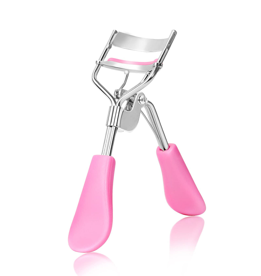 æ— å“牌 Professional Eyelash Curler, Stainless Steel Lash Curler with Silicone Pad, Beauty Makeup Tool with Comfortable Handle Fits All Eye Shapes, Pink