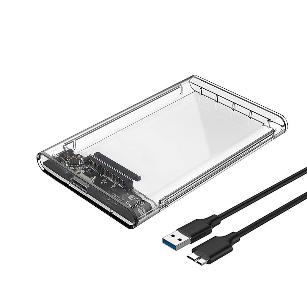 Generic 2.5" SATA to USB 3.1Tool-Free Clear External Hard Drive Enclosure for 2.5 Inch SSD & HDD 9.5mm 7mm External Hard Drive Case Supports UASP SATA