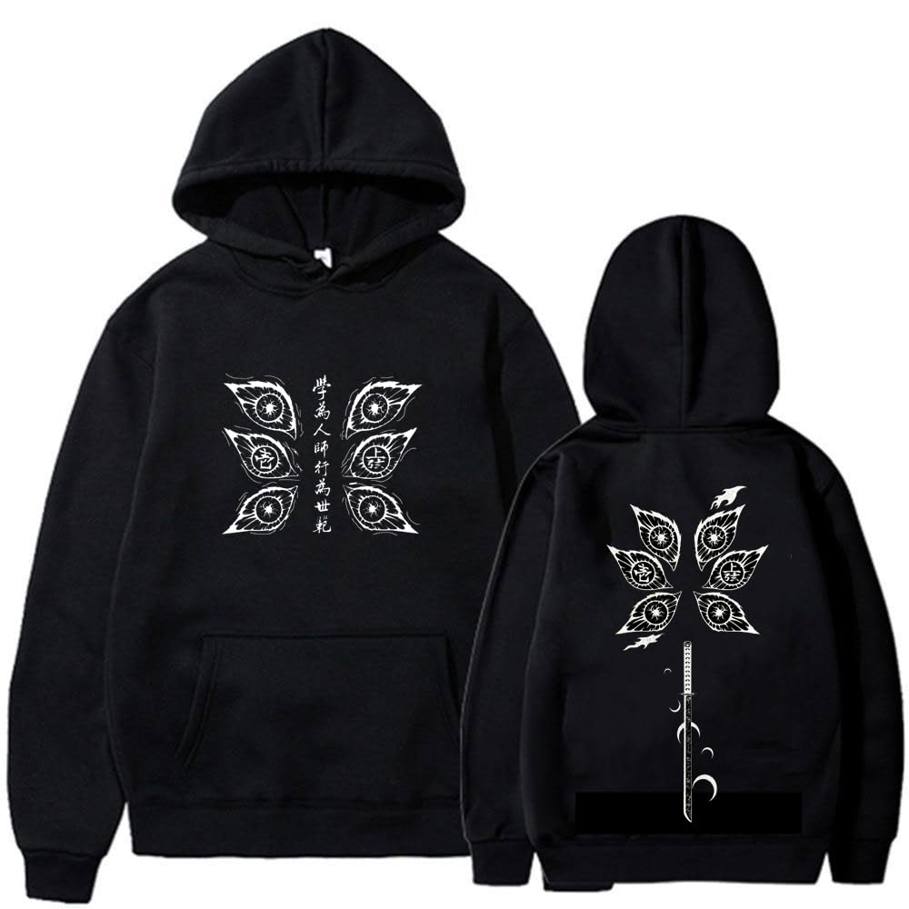 Anime Cotton Hoodie, Black with Amazing Print Design, Pullover Sweatshirt3