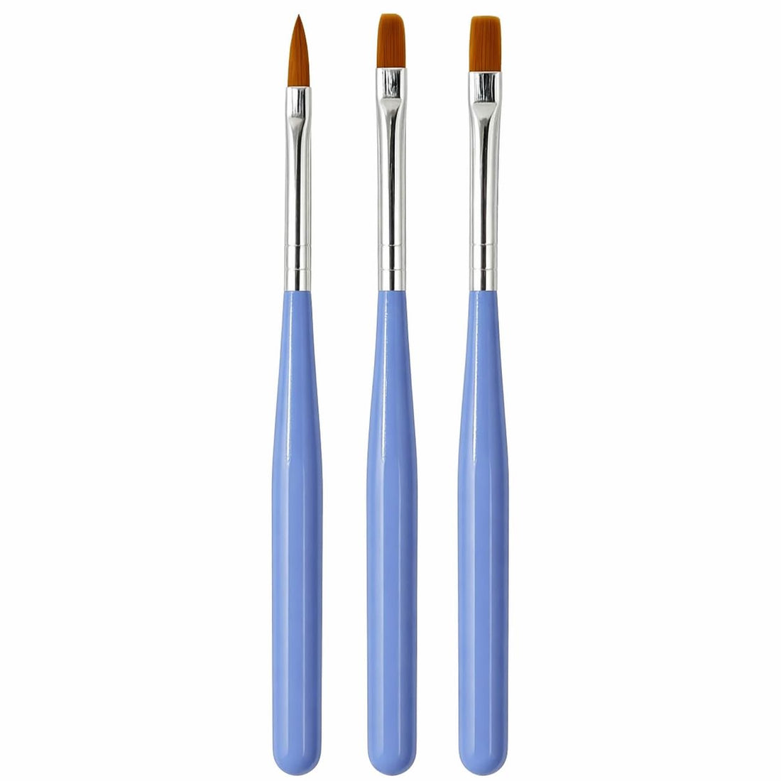 3-Piece Nail Gel Brush Set – Pointed Detail, Flat Oval & Flat Square – Synthetic Bristles for Hard Gel, Builder & Polygel – Precise Cuticle Work, Smooth Leveling – Comfortable Handle – Salon & Hom