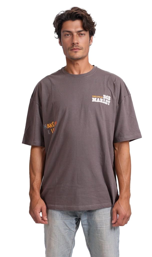 Ravin Mens Bob Maley Gaphic T-Shit - Chacoal Gay Modern