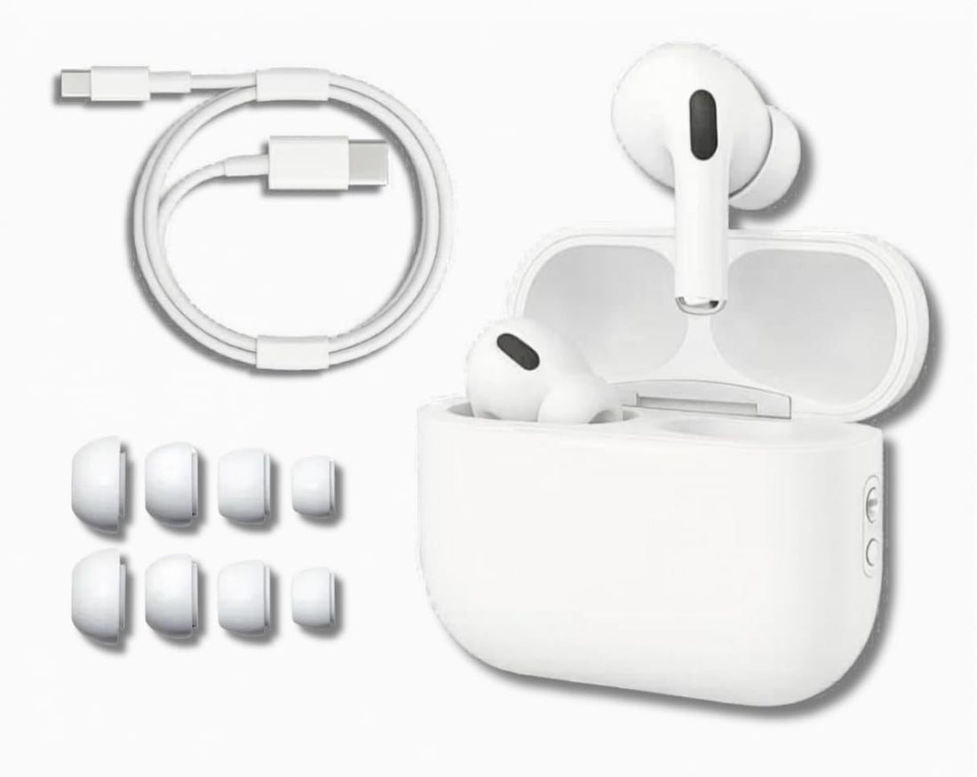 Pro 2 Bluetooth Headset with Charging Case, Powerful Sound with Noise Cancellation, Touch Control, Built-in Microphone, Compatible with iPhone and Android, White