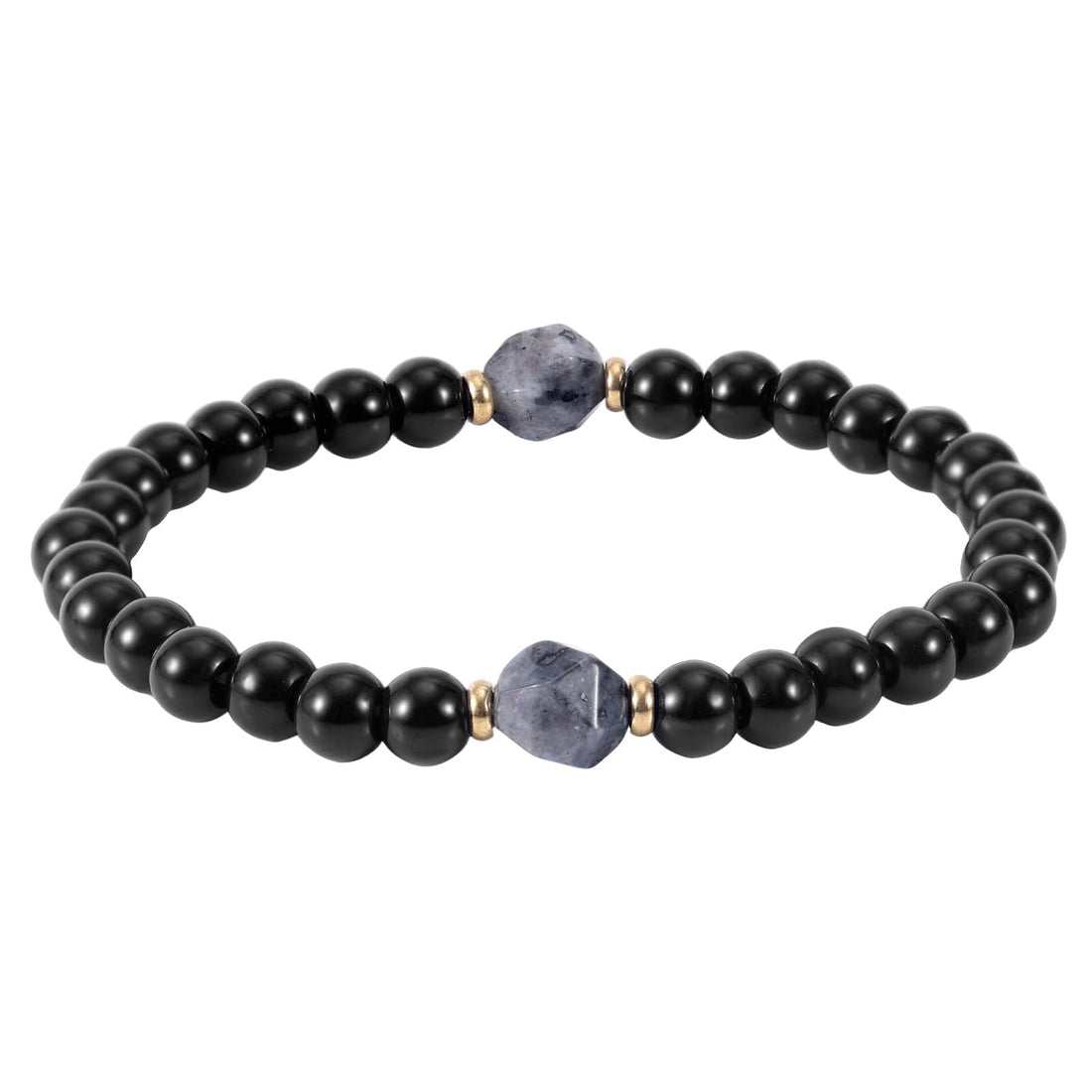 Black Tourmaline & Obsidian Bracelet - Adjustable Crystal Beaded Bracelet for Men & Women | White Flash Protection Stone Jewelry (Birthday/Valentine/Anniversary Gift, 7-8 Inch)