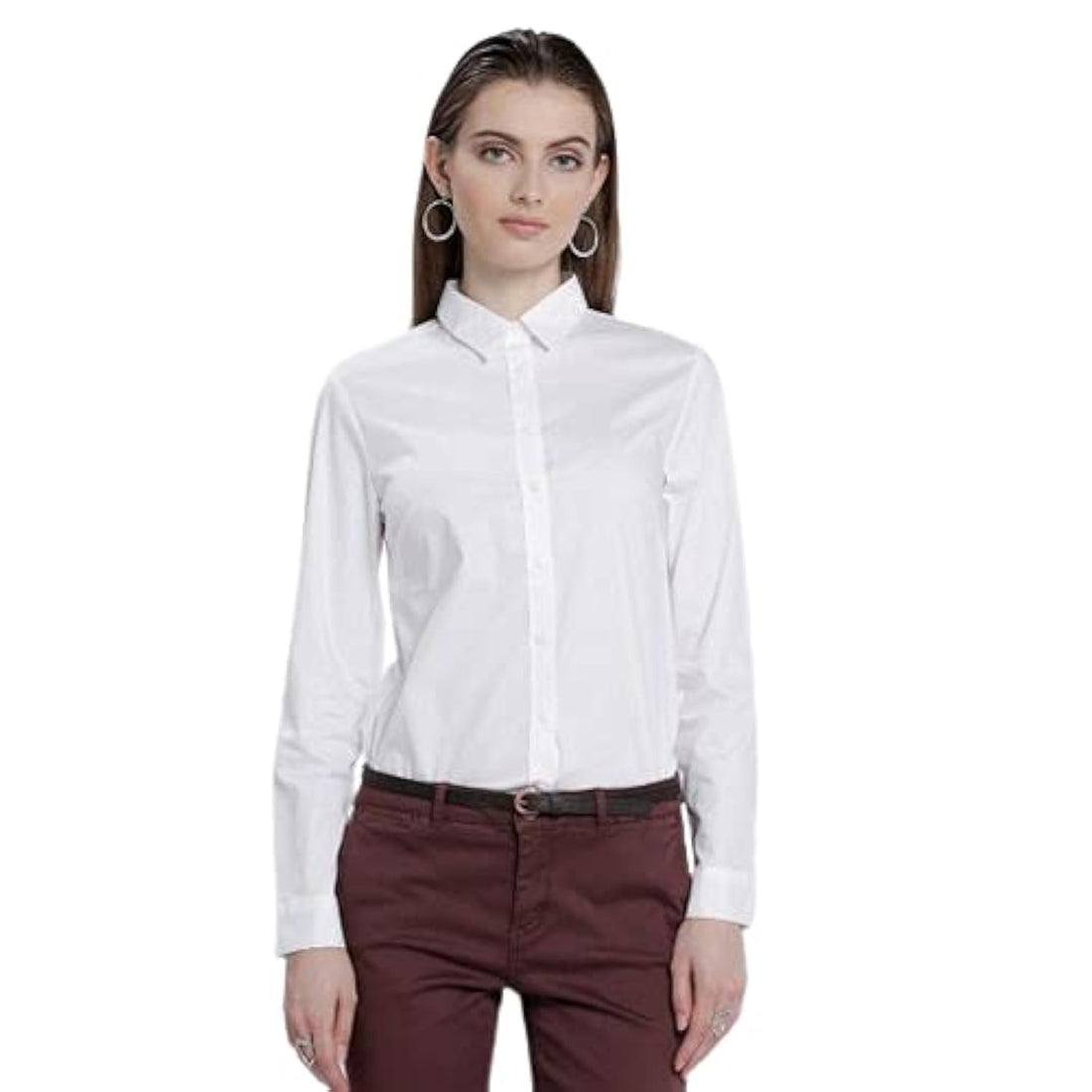 A wide-fit POPLIN Shirt for women with buttons