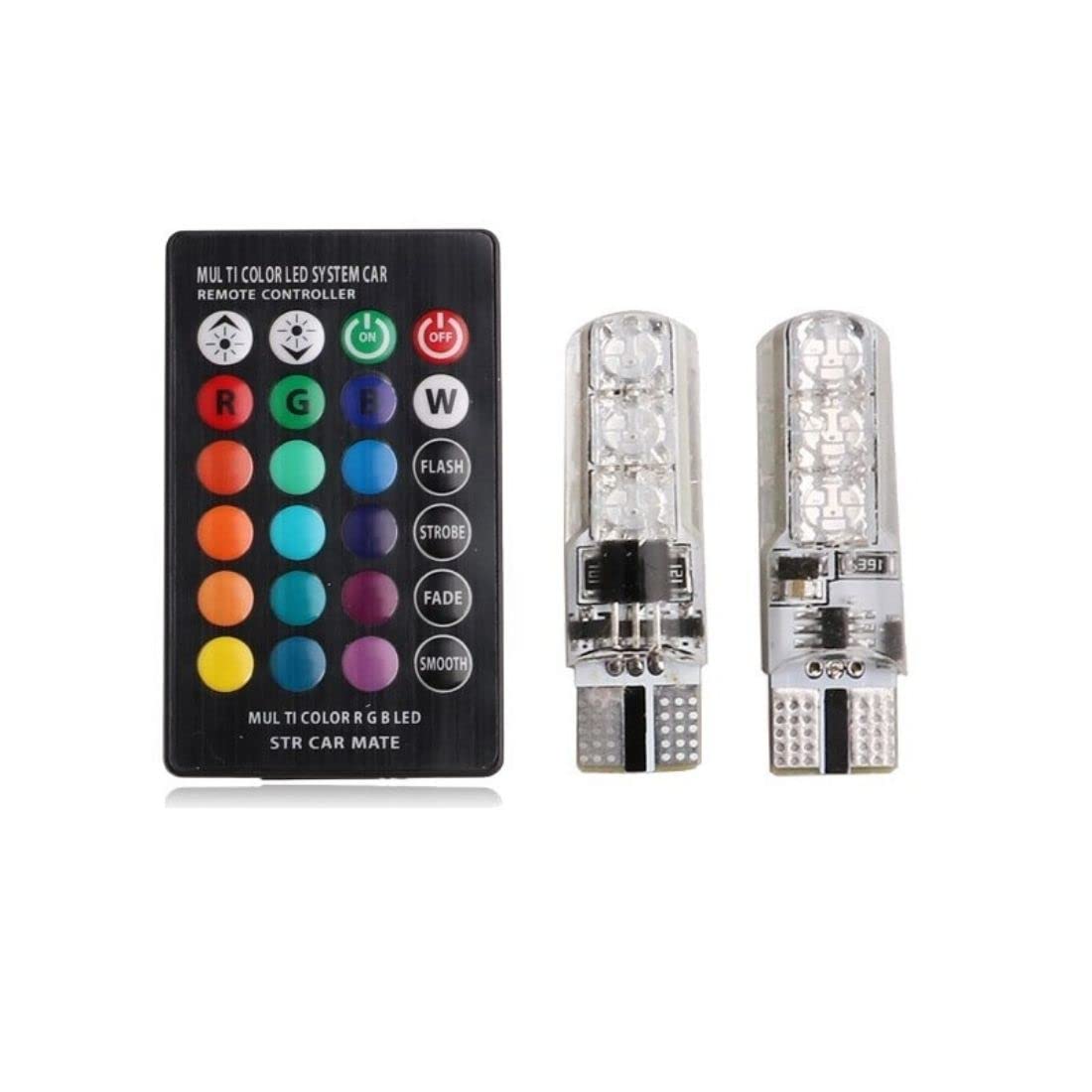 BKN® New T10 Waterproof RGB LED Parking Bulb, Flashing Light,SMD Bulbs with IR Remote Control for All Universal Car
