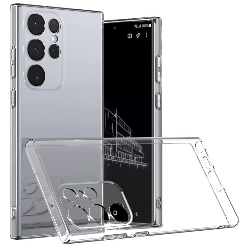 Case for S23 Ultra Case Clear Slim Thin Flexible TPU with Scratch-Resistant Gel Rubber Soft Silicone Protective Phone Case Cover Galaxy S23 Ultra (Samsung Galaxy S23 Ultra, Transparent)