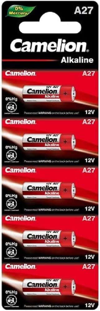 Camelion A27 12V Alkaline High Volt Battery (Pack of 5) – Perfect for Car Keys, Doorbells, Calculators, and More