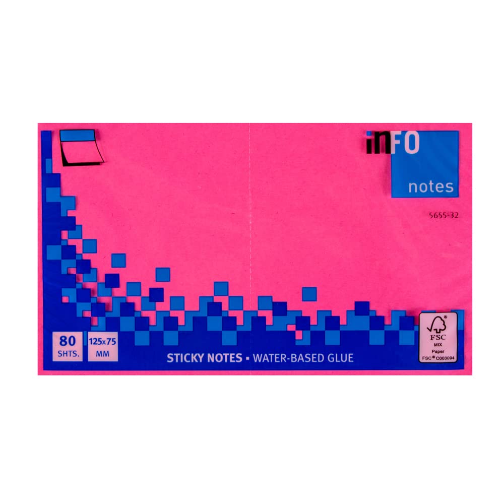 Info Sticky Notes 5655-32, 125x75mm, 80 Sheets, Pink