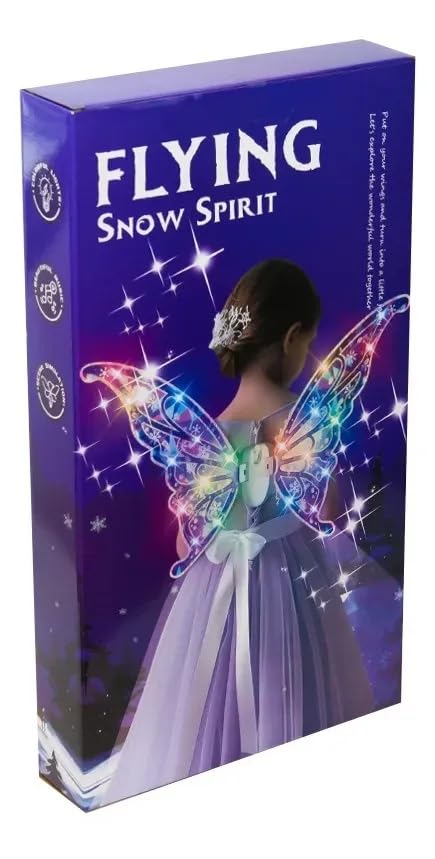 Flying Snow Spirit Light-Up Fairy Wings Costume Accessory, Magical LED Glow Effect, Purple