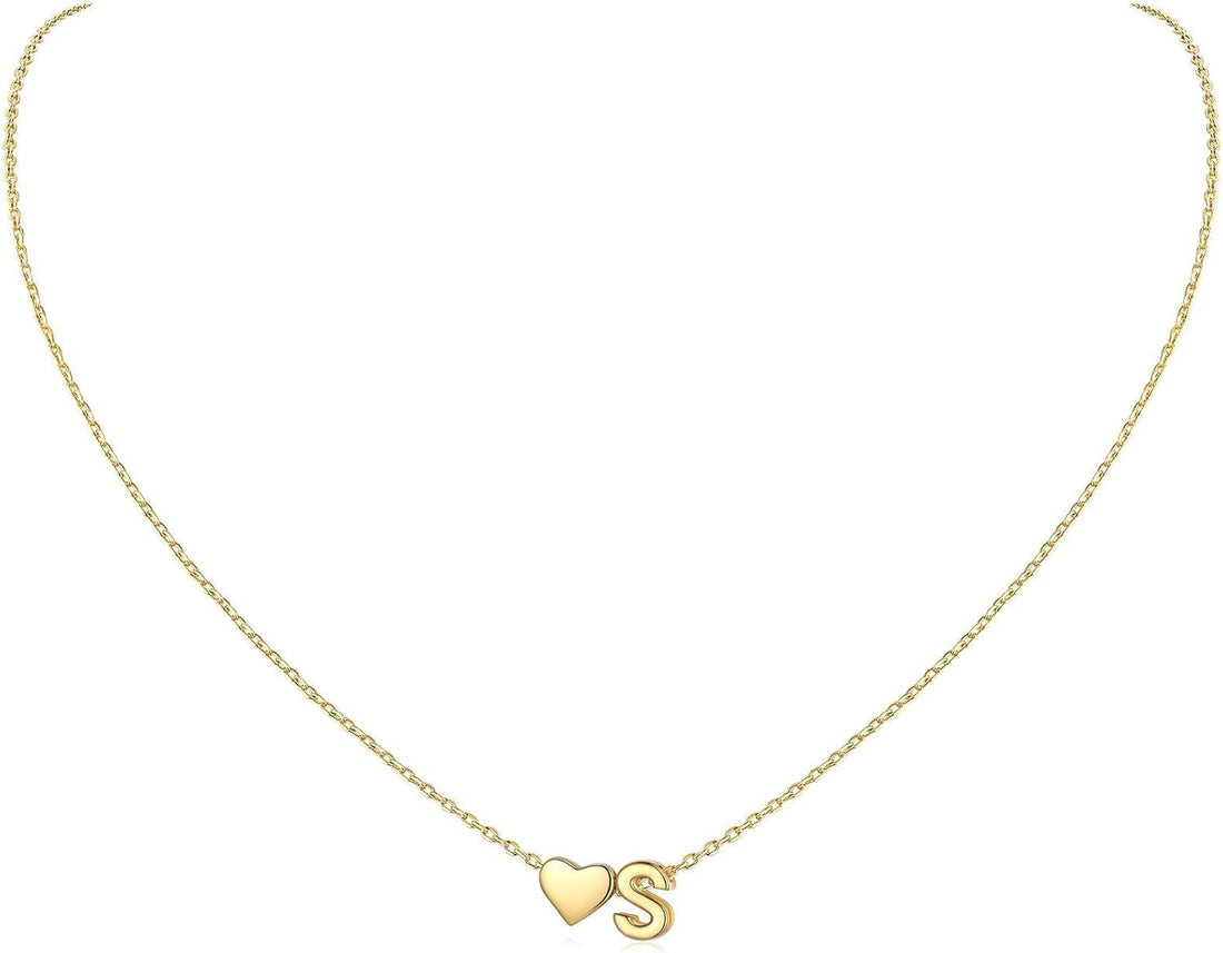 Julia Store Dainty Initial Necklaces for Women 18K Gold Plated Heart Letter Necklace Personalized Initial Heart Pendant Necklace Tiny Letter Name Necklaces Gift for Teen Girls