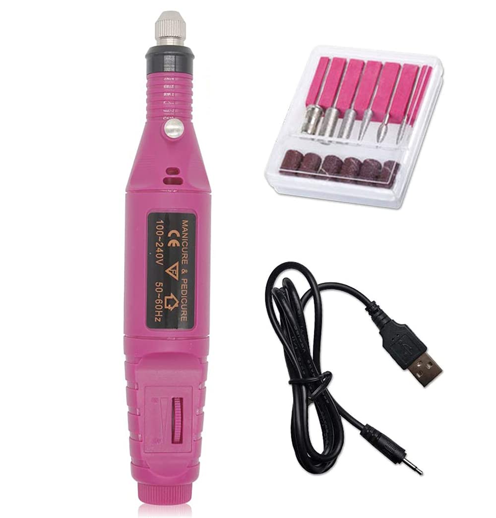 ELECDON Electric Nail Files, 6 In 1 Manicure Nail Drill, Polishing Tools Nail Clipper Set For Callus Removal, Pen Shape Manicure Pedicure Set Nail Care Tool, Rose Red