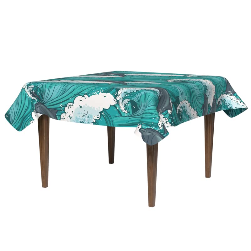 ART MOOD HOME Waterproof Polyester Fabric Dolphin tablecloth waterproof Multi color 140x140 CM