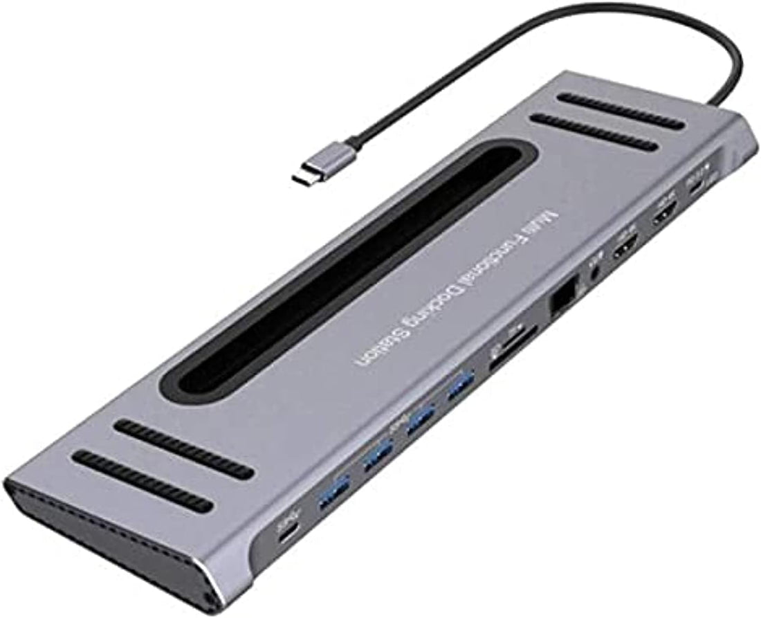 USB-C Onten All-in-one Multi Function Docking Station 12 in 1 (HDMI, USB 3.0, USB-C, 3.5mm Audio Jack, PD Charging, SD Slot, TF Slot, RJ45)