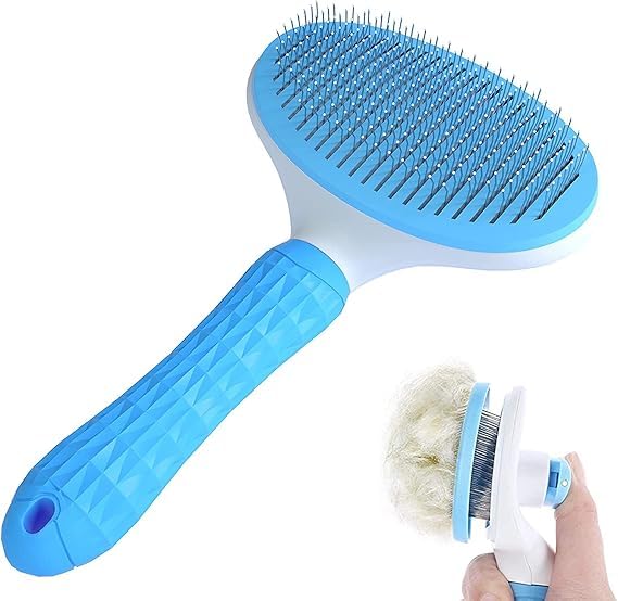 Pet Self Cleaning Slicker Brush Set for Dogs, Cats, Dog Grooming Brushes for Shedding Hair Fur, 5 in 1 Dogs Comb Grooming Set with Nail Clippers Hair Remover for Long &Short Hair Dogs, Rabbits