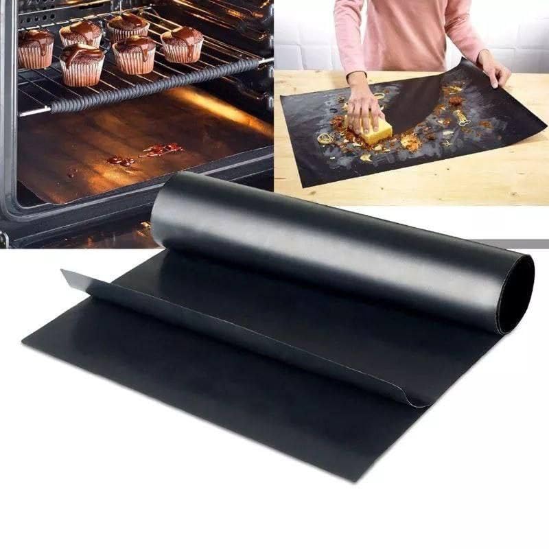 Generic Healthy BBQ Grill Mat 2pcs, Rectangular, Black, Fiberglass, 400mm x 330mm x 0.2, Non-Stick, Heat Resistant, Reusable