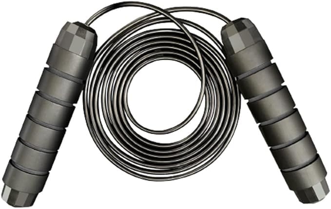 Jump Rope for Men Women Kids Adjustable Fitness Exercise Jumping Ropes with Foam Antiskid Handles - Black
