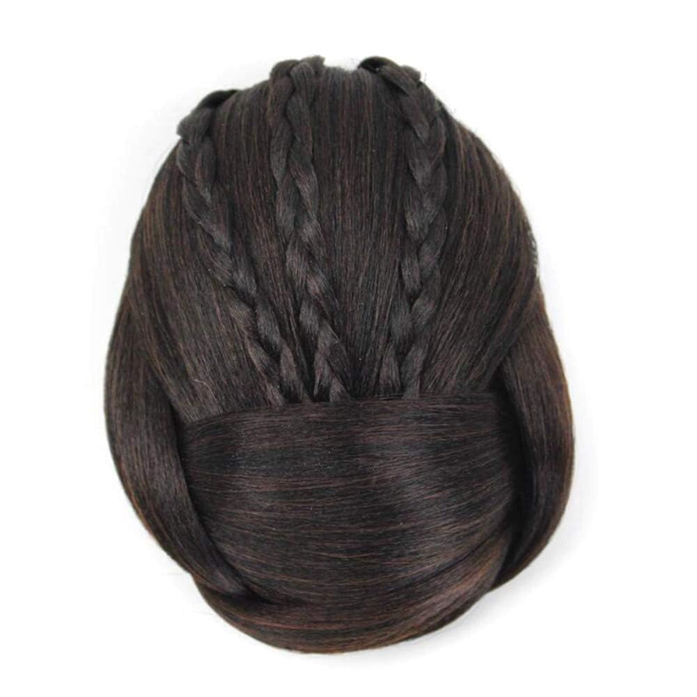 ECIF Synthetic Braided Chignon Hair Bun Clip – Clip-In Hairpiece, High-Temperature Fiber, Easy to Wear, Natural Look for Women & Girls (#4, rasta)