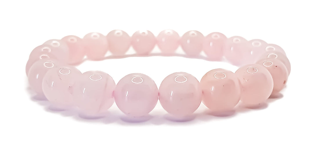 SPILLOX Men's Women's Elastic Bracelet with Real Natural Precious Stones 8 mm Reiki Original Birthday Gift Idea Energy Diffuser Healing Balance (Pinkquartz)