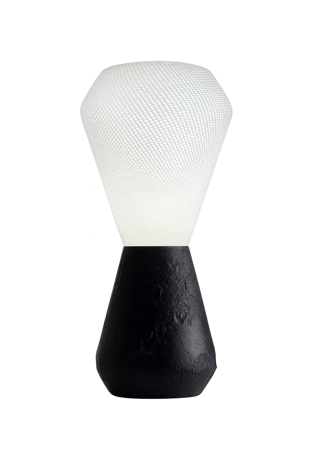 Modern LED Table Lamp with Textured Shade and Black Stone Base – Decorative Bedside Nightstand Lamp for Bedroom, Living Room, Office, Ambient Lighting