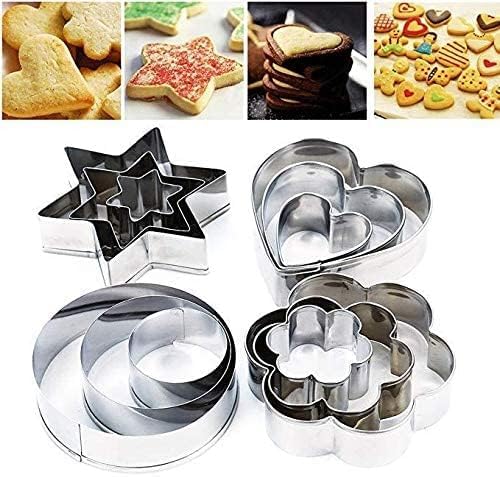 Generic 12-Piece Stainless Steel Baking Biscuit Pastry Cutter Mold, Different Shapes