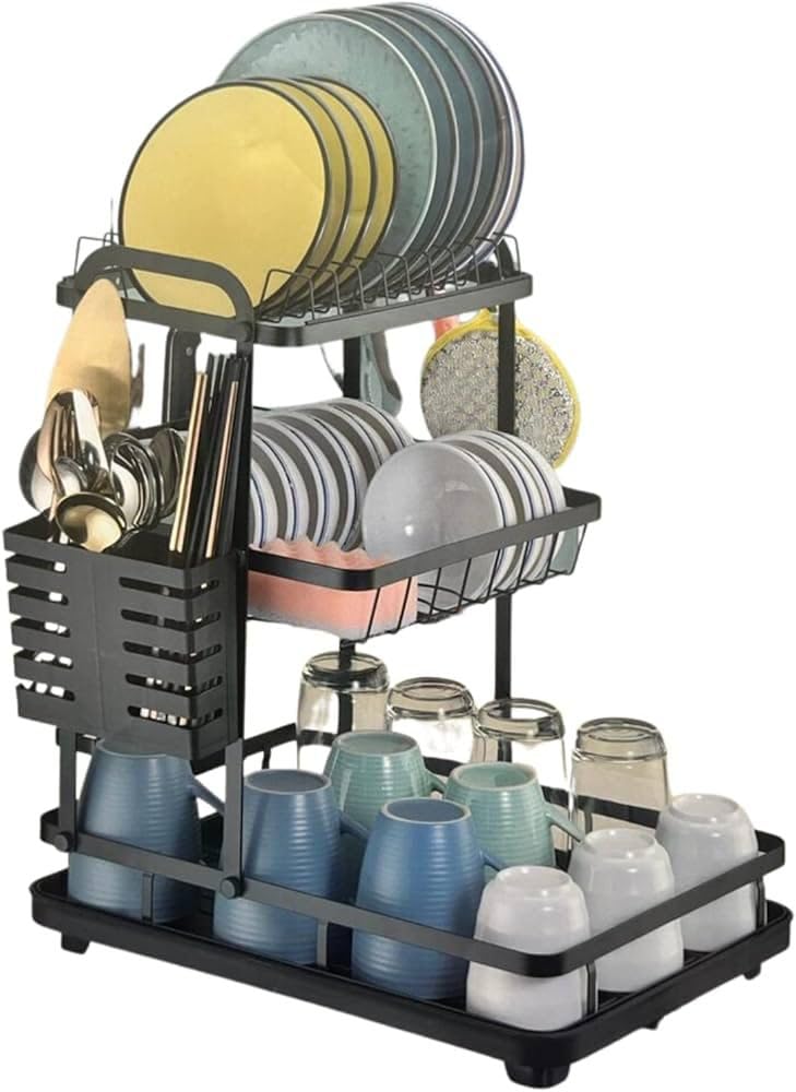 Dish Drying Rack Over The Sink, Multi-Tier, Dish Drying Racks, Tableware, Kitchen Organizer, Countertop Storage Holders and Racks, Dish Drying Rack (3 Tier)