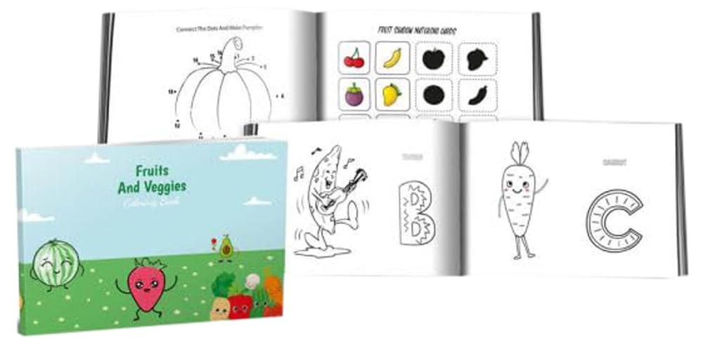 Mamas Gift Fruits & Veggies Coloring Book – A to Z Alphabet Learning Activity for Toddlers & Kids – Educational Fun with Fruits and Vegetables – 52 Pages of Coloring & Tracing – Ages 2+