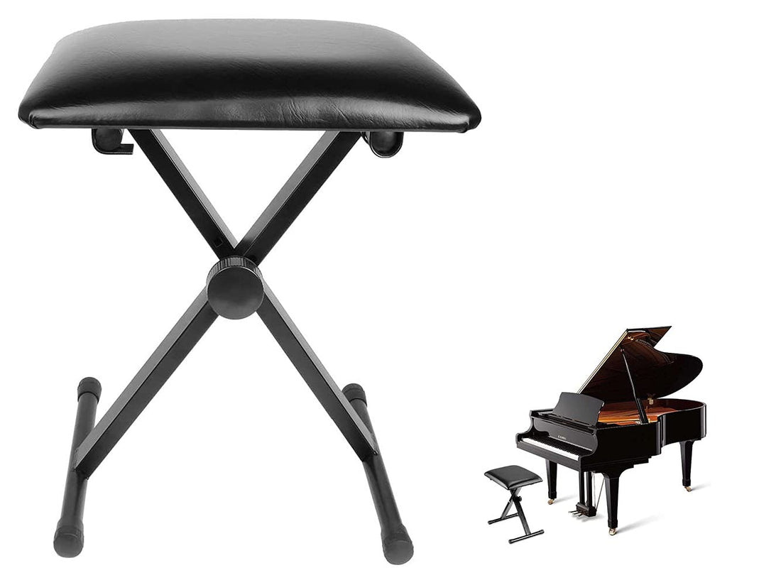 Adjustable Padded Piano Keyboard Bench Seat, Folding Design for Beginner Professionals (Type 1)