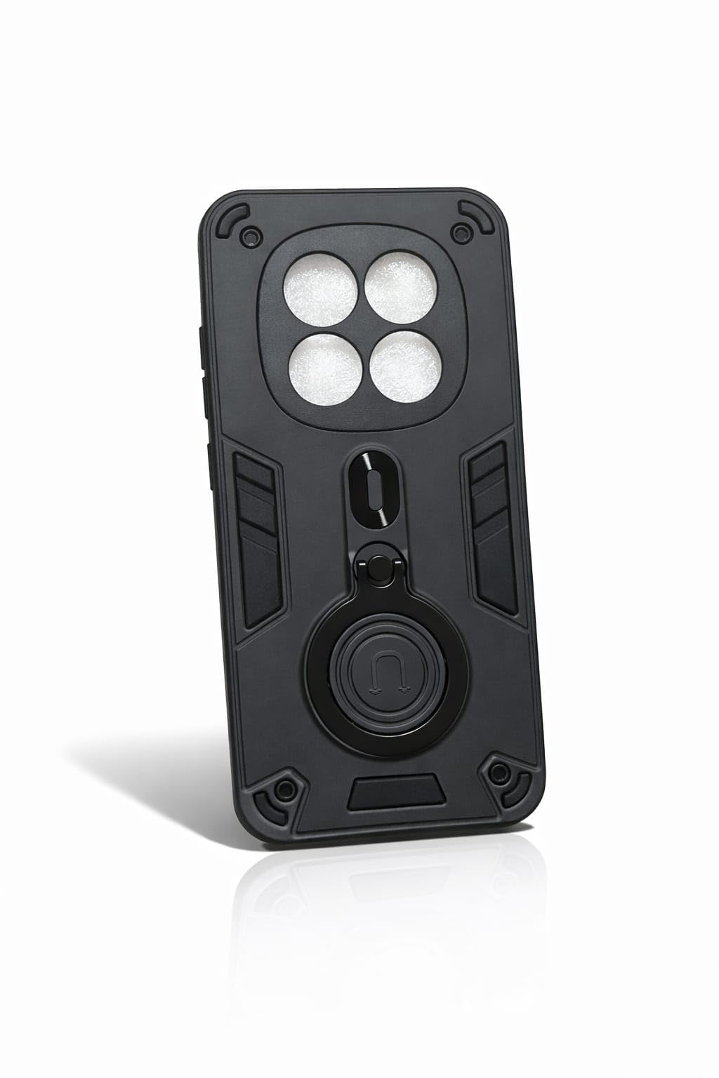 Case Compatible with REDMI NOTE 15 PRO PLUS Dual Layer Protective Shockproof Hard Armor Cover with 360° Rotating Finger Ring Kickstand and Car Magnetic Mount (Black)
