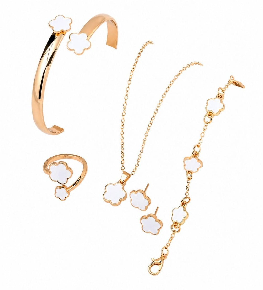 5pcs/Set Jewelry Set, An Ideal Choice For Fashionable Women. Beautifully Designed With Lucky Flower Pattern