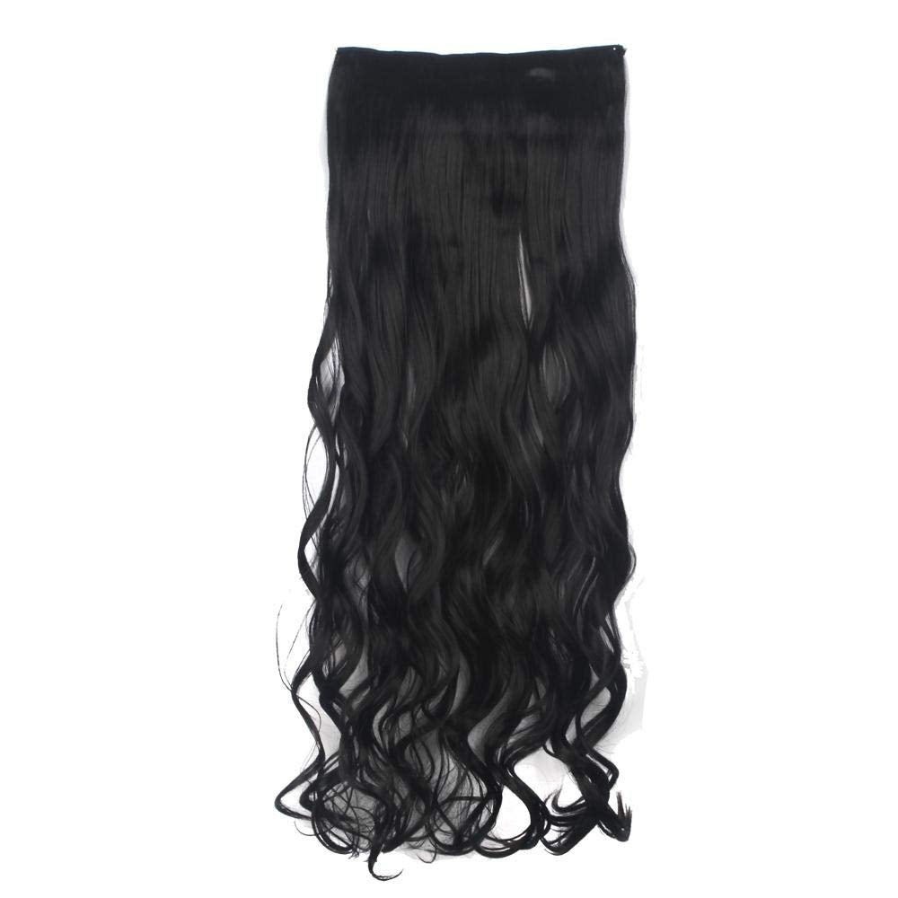 Fashion fluffy long curly Hair Extension dark black