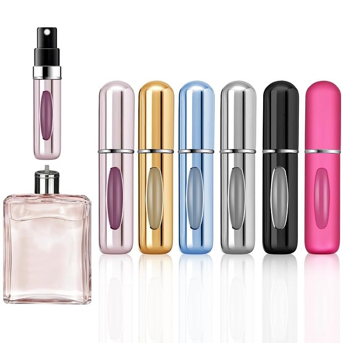 5ml Refillable Metal Perfume Bottle - Reusable Travel Sprayer with PVC-Free Design, Stylish Cap and Clear Glass for Essential Oils, Colognes and Perfumes - High-Quality Container