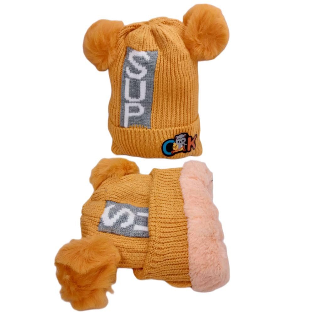 Ice Cap For Boys And Girls Soft Wool Lined With Fur Inside Colors Excellent Material