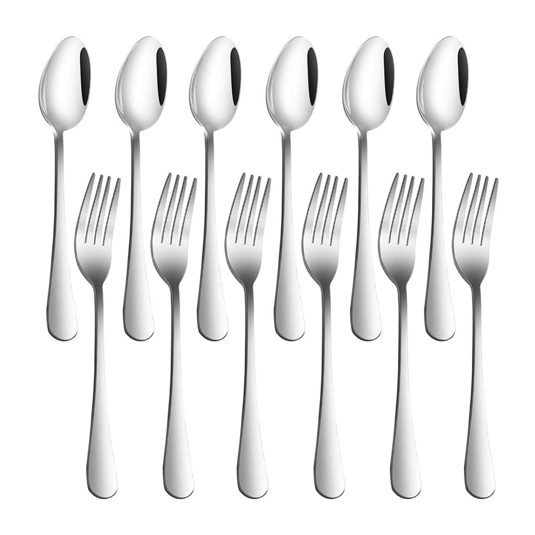Naplion Dinner Forks and Spoons Stainless Steel, Heavy Duty Cutlery Set, Kitchen Silverware Tableware Set 12 Pieces Silver
