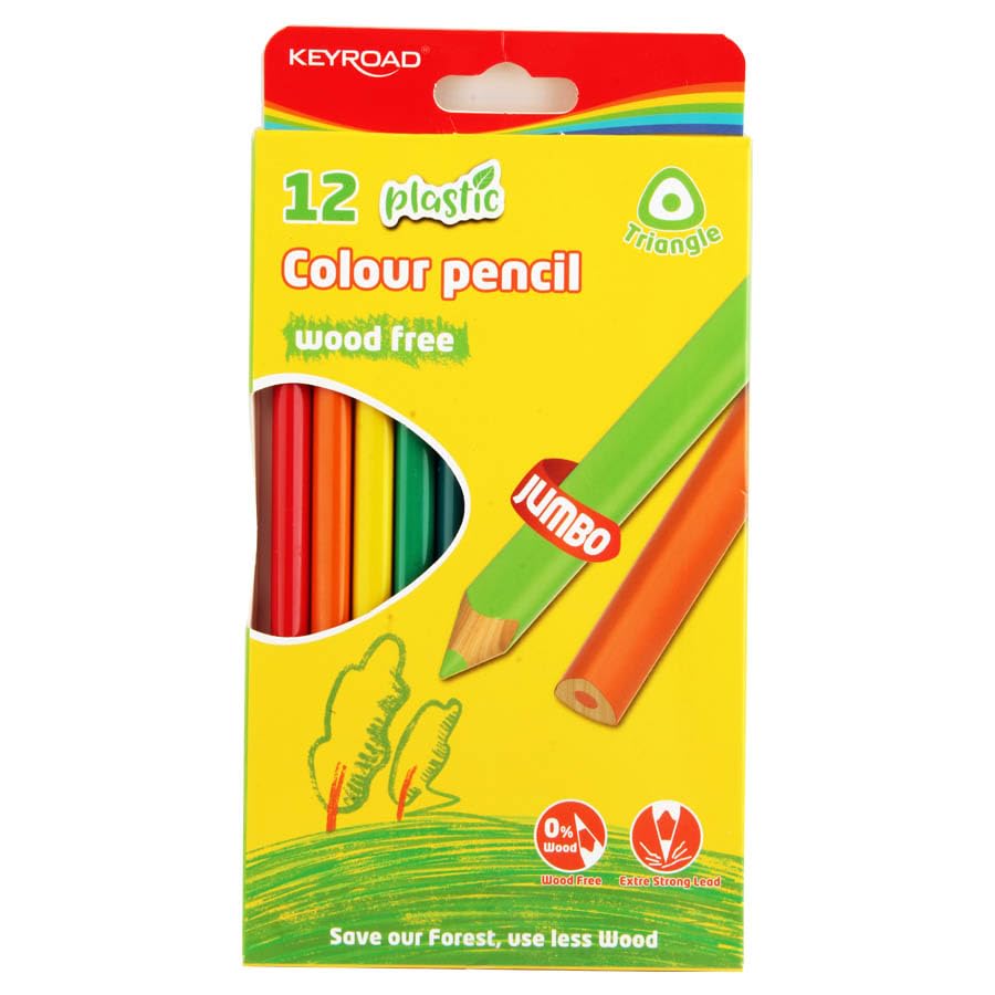 Keyroad Plastic Colored Pencils Triangular Jumbo 12 Colors Model KR972396