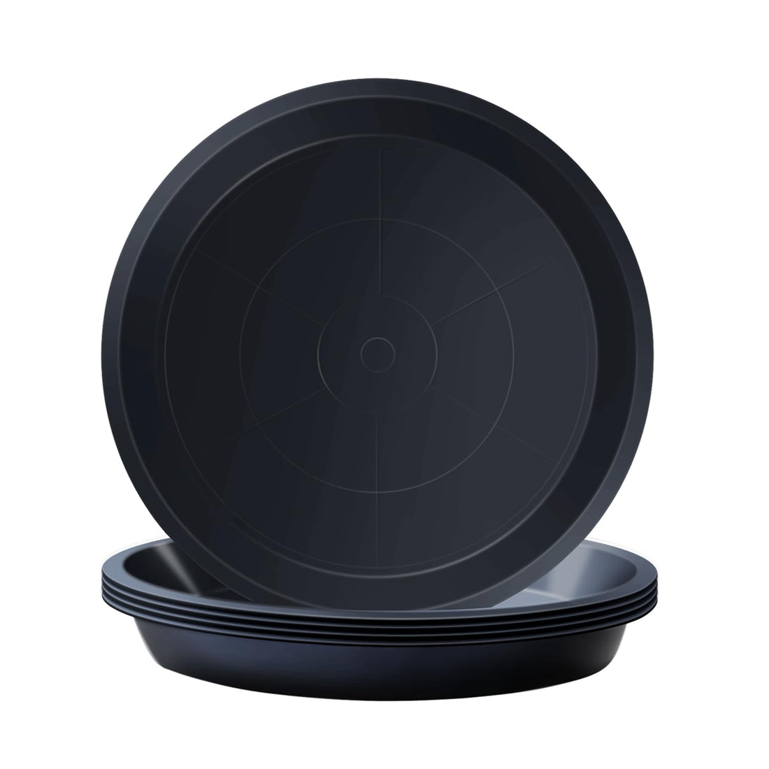 Kunjocy Pack of 5 Black Plant Pot Saucers, 23 CM Round Plant Pots Trays Garden Plant Saucer Plant Plastic Plate Pot Tray for Garden Indoor Outdoor Fit Plant Pot up to 20 CM (Black, Outer 23 CM)