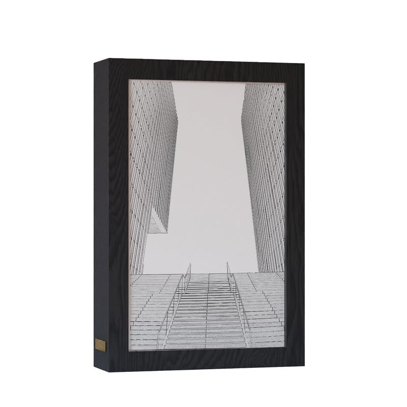 ART MOOD HOME Natrual Wood 2 In 1 Photo Lighting Frame - Modern Building 20Cm X 15Cm Black Frame