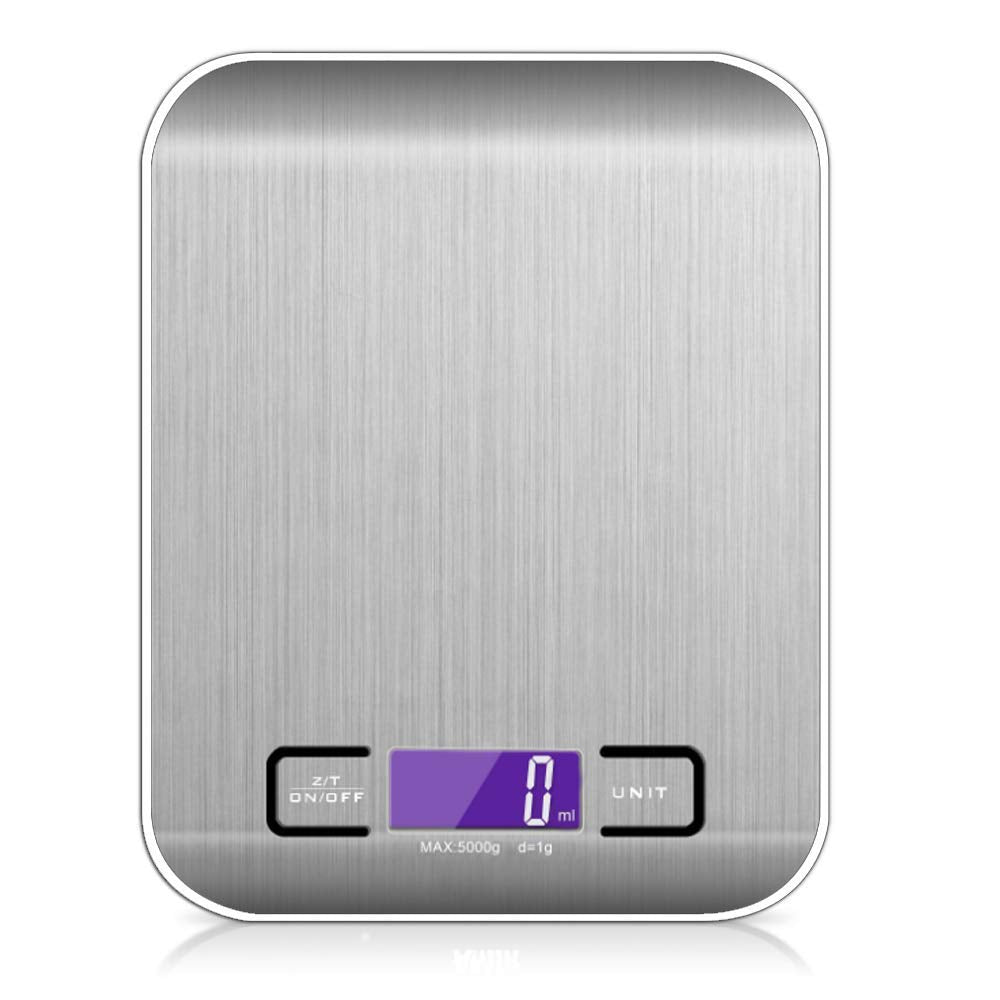 Digital Kitchen Scale Silver Stainless Steel Food Scale GRAM Ounce Switch 11 Lb Max Small Accurate Measurement Digital Display