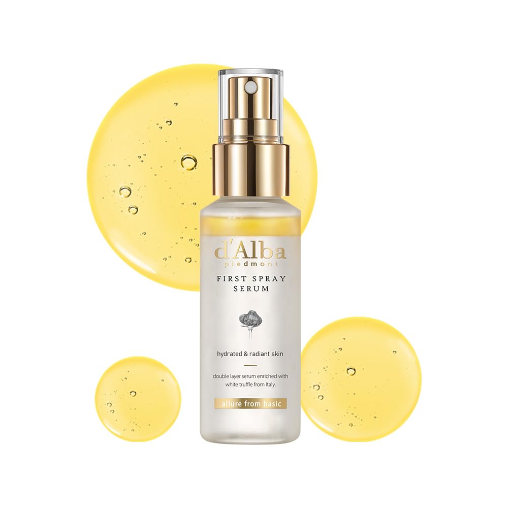 d'Alba White Truffle First Spray Serum, 1.7 fl oz (50 ml), Official Mist Lotion, Freshening, Moisturizing Serum, Essence, Elasticity, Pore Lotion, Mist Spray, Dry Skin, Vegan