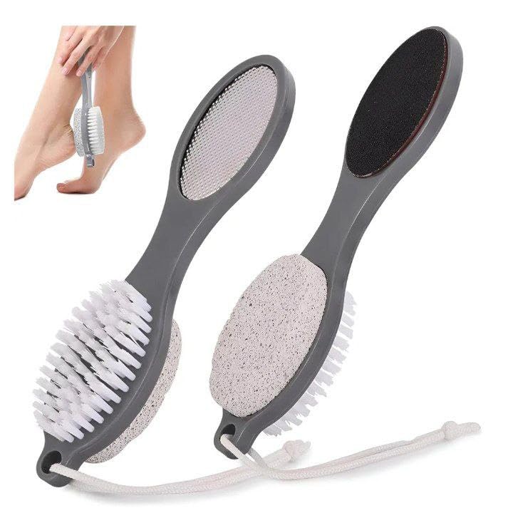 4 in 1 Foot Pumice Stone with Handle for Foot Care effectively removes dead skin and rough heel texture, perfect for daily foot care and smoother feet. (2 Pieces)