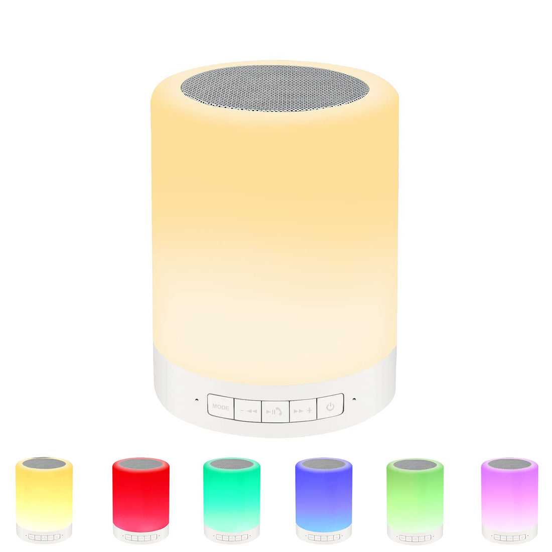 REAWUL Touch Bedside Lamp with Bluetooth Speaker, Table Night Light 3 Touch Dimmable Modes and 7 Colors to Switch, Idea Gift for Women Men Teens Kids
